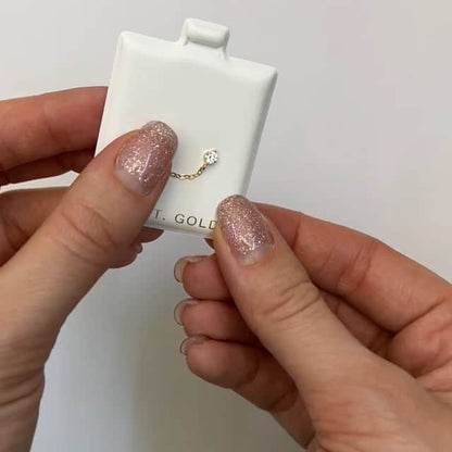14K Yellow CZ Gold Cross Stud Double Pierced Earrings