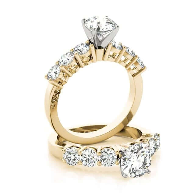 1.45CTW Lab - Grown Diamond 18K Gold Yellow Classic Engagement Ring - WJD Exclusives