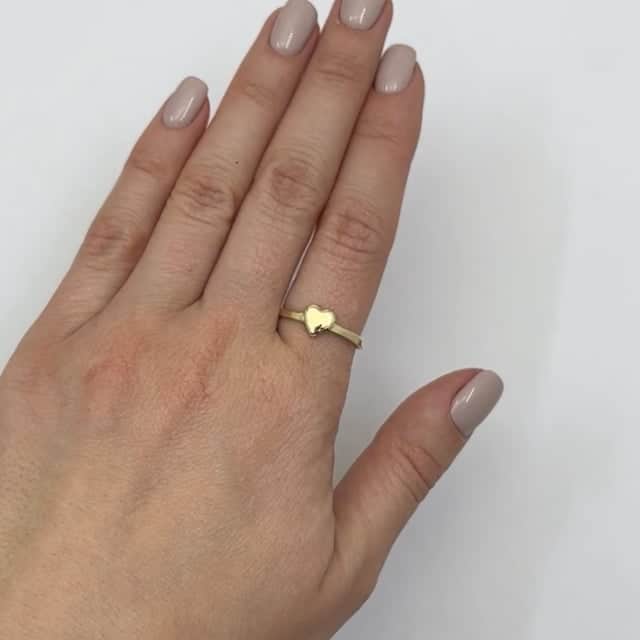10K Yellow Gold High Polished Heart Stackable Ring