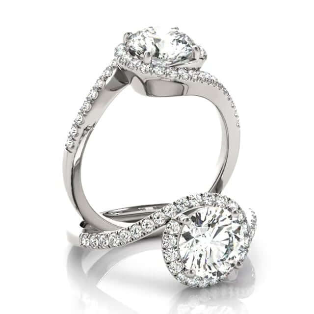 2.50CTW Lab-Grown Diamond 18K Gold White Halo Twist Swirl Engagement Ring