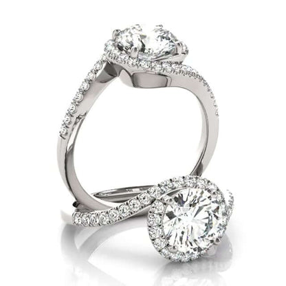 2.50CTW Lab-Grown Diamond 18K Gold White Halo Twist Swirl Engagement Ring