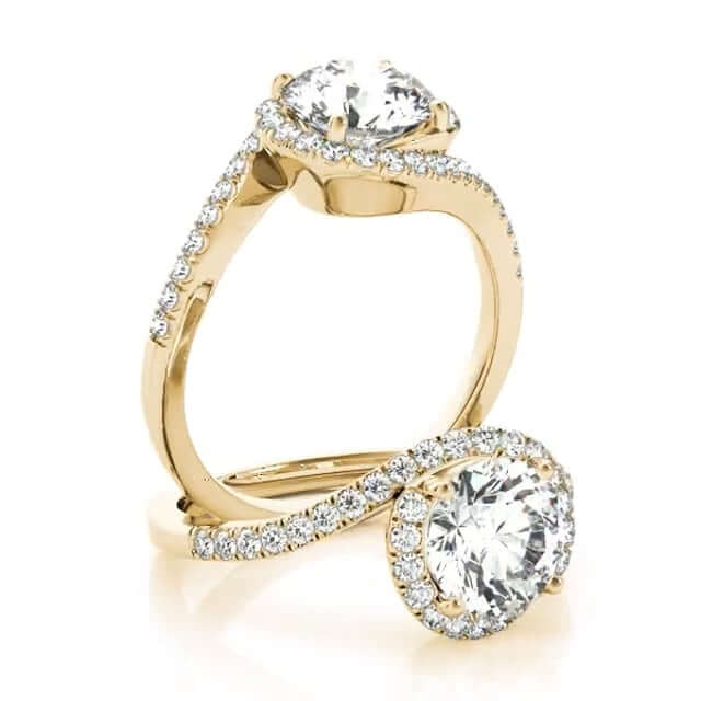 2.50CTW Lab-Grown Diamond 18K Gold Yellow Halo Twist Swirl Engagement Ring