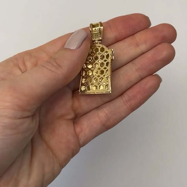 10K Yellow Gold CZ Pave Jesus Head Pendant 1.6" - WJD Exclusives