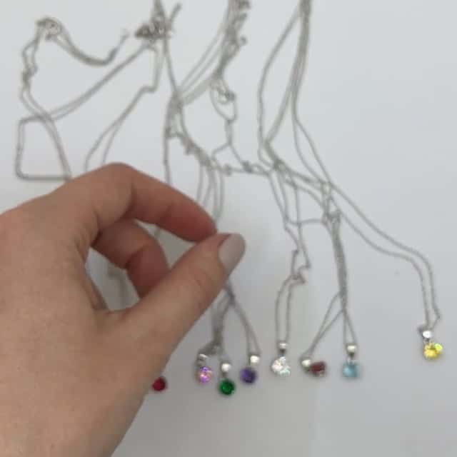 Sterling Silver Round - Cut Solitaire Birthstone Pendant Chain 16 - 18" Adj - WJD Exclusives