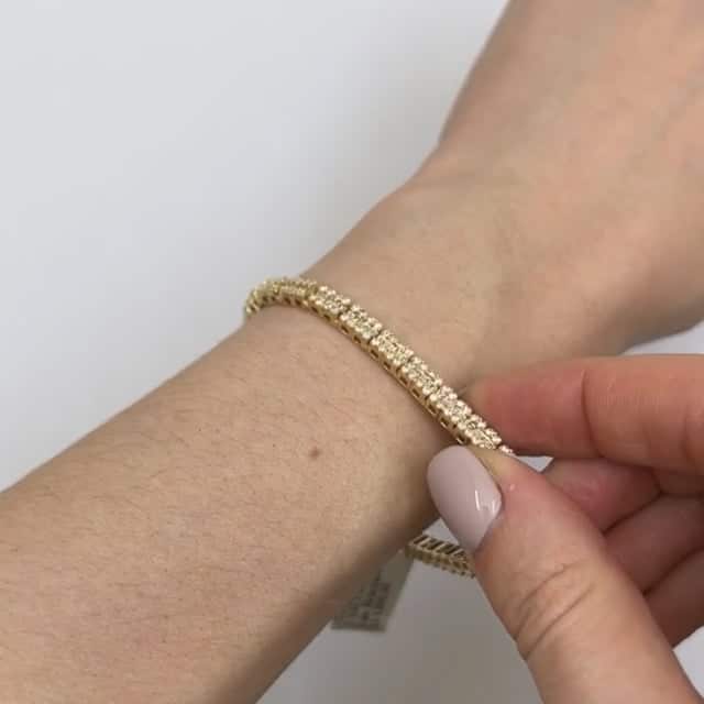 4CTW Natural Diamond 14K Yellow Gold Baguette Round Tennis Bracelet 8" - WJD Exclusives