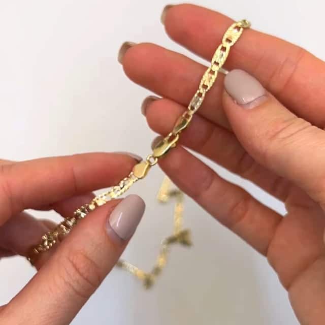 Solid 14K Gold Tri-Color 4mm Diamond-Cut Valentino Chain Necklace 18"-24"