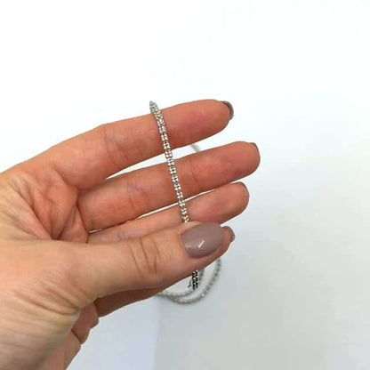 14K White Gold 2.5mm Diamond-Cut Ice Pave Mesh Chain Necklace 16"-24"