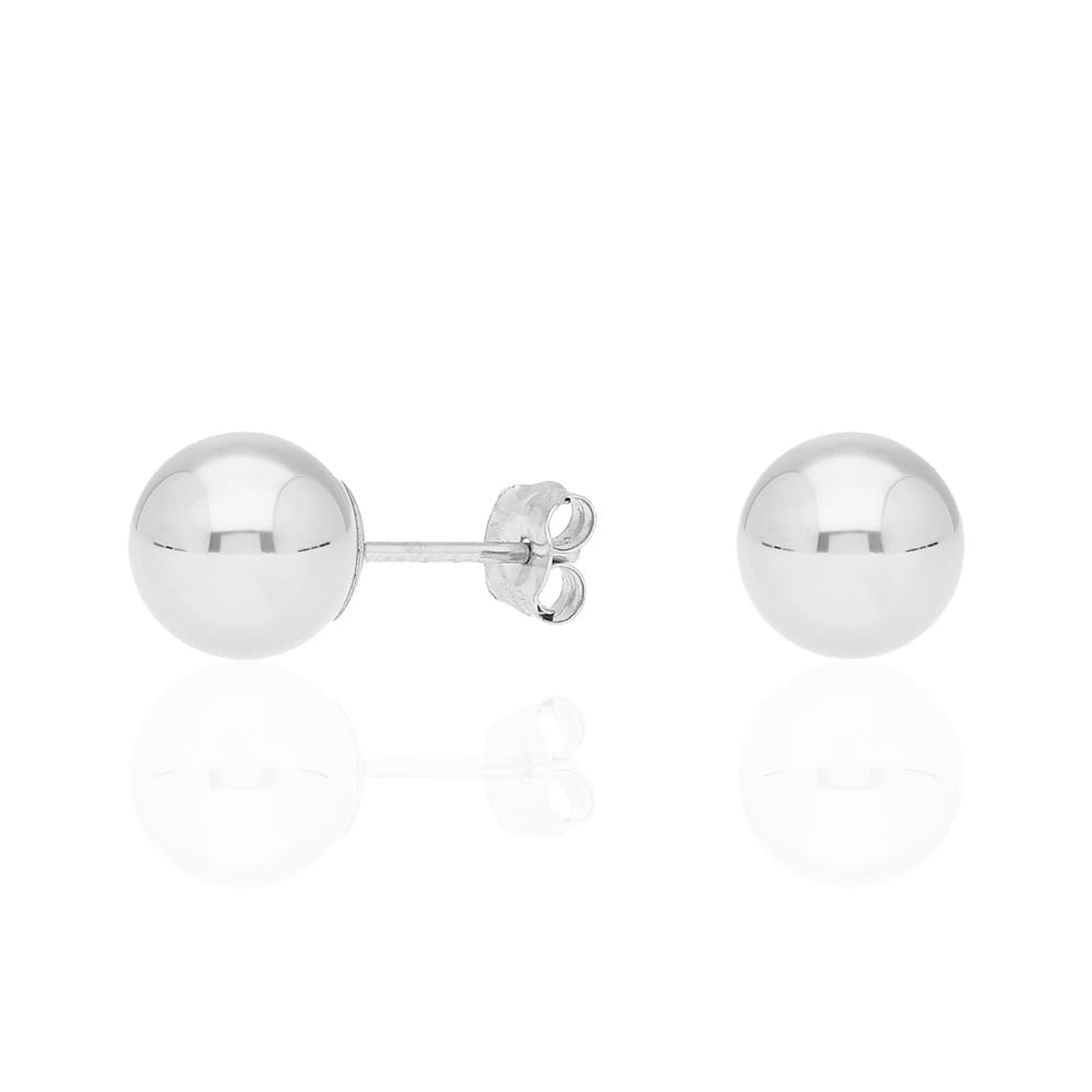 14k White Gold Ball Push Back Stud Earrings 3mm-10mm
