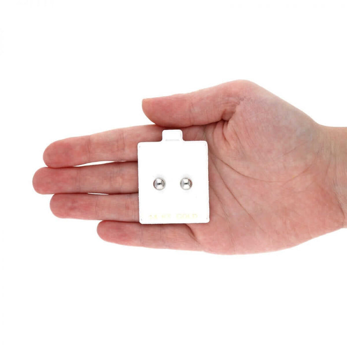 14k White Gold Ball Push Back Stud Earrings 3mm-10mm