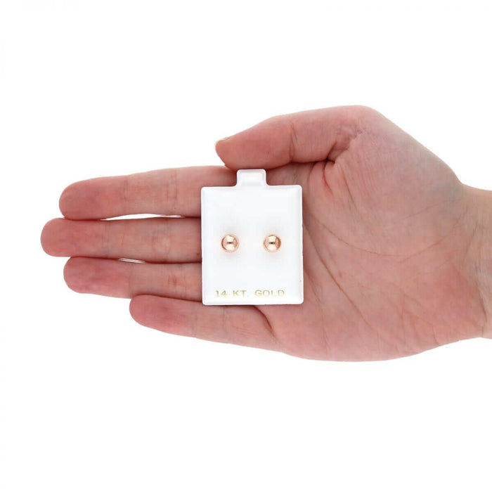 14k Rose Gold Ball Push Back Stud Earrings 3mm-10mm