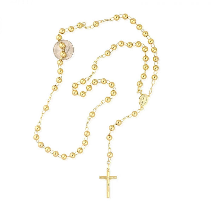 10K Yellow Gold 3mm-7mm Beads Rosary Necklace (Hollow) 26" 30"