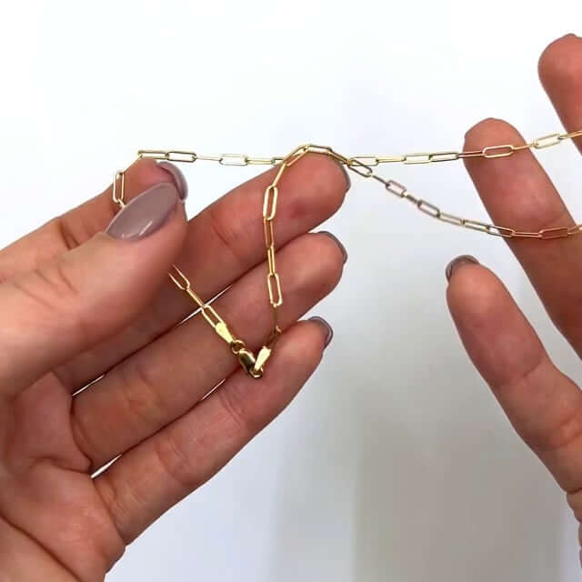 14K Gold 2mm Paperclip Chain (Hollow) 16" - 22" - WJD Exclusives