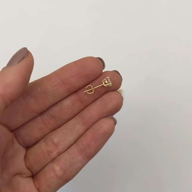 Lab - Grown Diamond 14K Yellow Gold Round Solitaire Screw Back Stud Earrings - WJD Exclusives