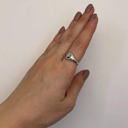 Real Diamond Sterling Silver North Star Signet Ring