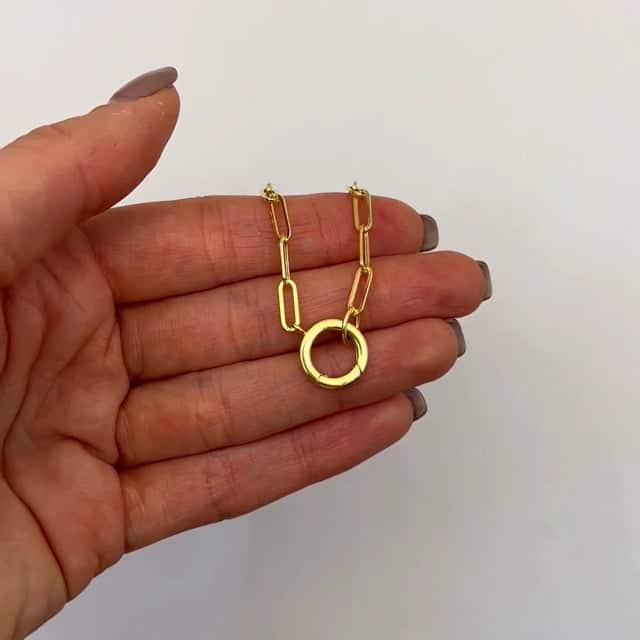 14K Yellow Gold 3.2mm Paperclip Round Front-Facing Invisible Clasp Necklace 18"