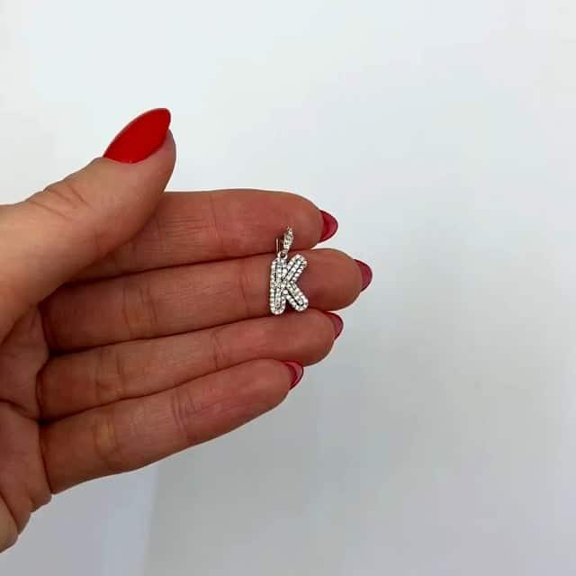 .22CTW Natural Diamond 10K White Gold Double Layer Initial Letter Pendant - WJD Exclusives