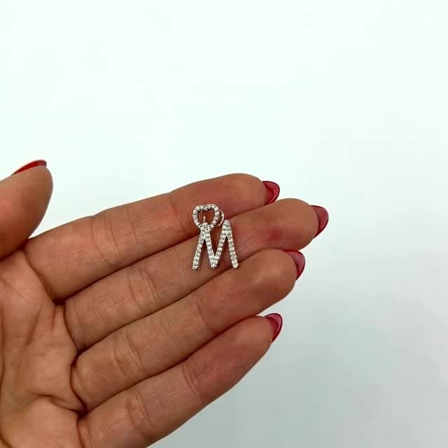 .12CTW Natural Diamond 10K White Gold Initial Letter Heart Pendant - WJD Exclusives