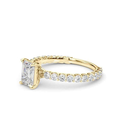 1.70CTW Lab-Grown 14K Gold Yellow Diamond Emerald-Cut Engagement Ring