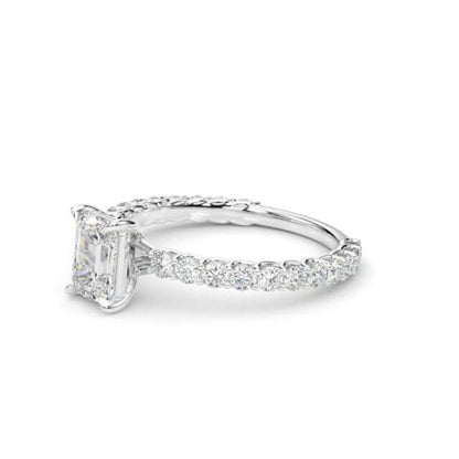 1.70CTW Lab-Grown Diamond 14K Gold White Emerald-Cut Engagement Ring