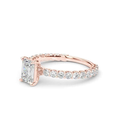 1.70CTW Lab-Grown Diamond 14K Rose Gold Emerald-Cut Engagement Ring