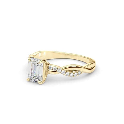 2.10CTW Lab-Grown Diamond 14K Gold Emerald Twisted Shank Engagement Ring