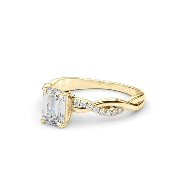 2.10CTW Lab - Grown Diamond 14K Gold Emerald - Cut Twisted Shank Engagement Ring - WJD Exclusives