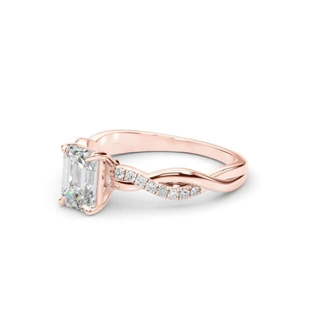 2.1CTW Lab-Grown Diamond 14K Rose Gold Emerald Twisted Shank Engagement Ring
