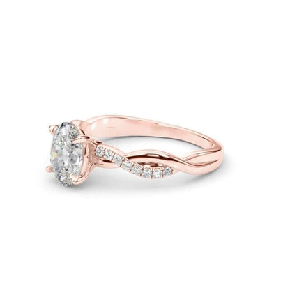 2.1CTW Lab-Grown Diamond 14K Rose Gold Oval Twisted Shank Engagement Ring