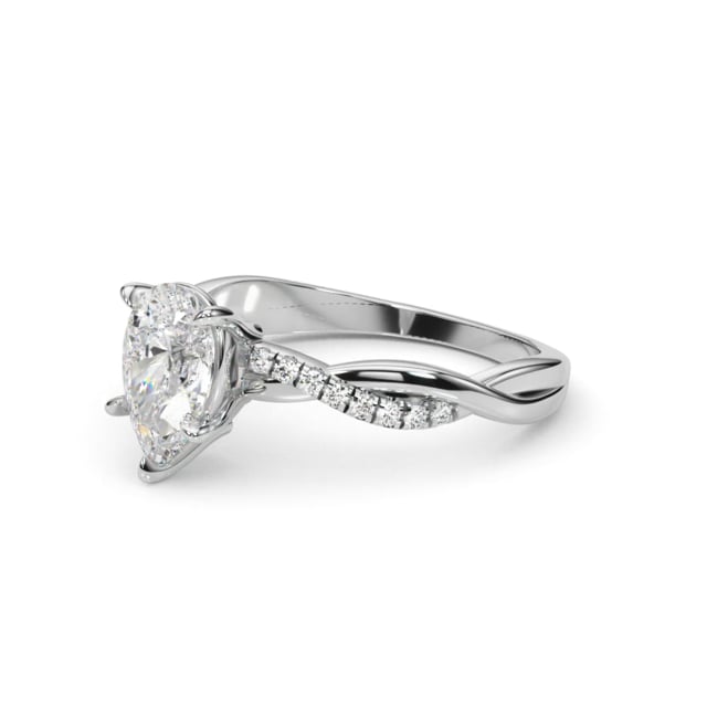 2.1CTW Lab-Grown Diamond 14K White Gold Pear Twisted Shank Engagement Ring