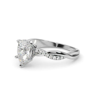 2.1CTW Lab-Grown Diamond 14K White Gold Pear Twisted Shank Engagement Ring