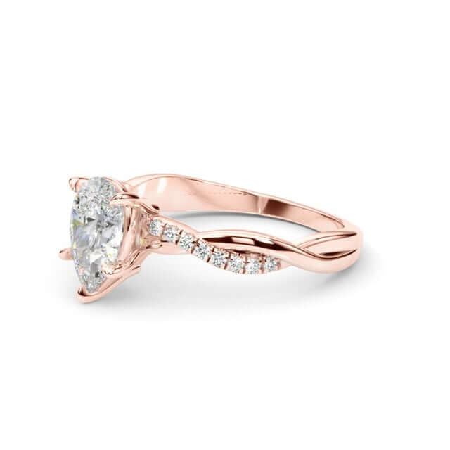 2.1CTW Lab-Grown Diamond 14K Rose Gold Pear Twisted Shank Engagement Ring
