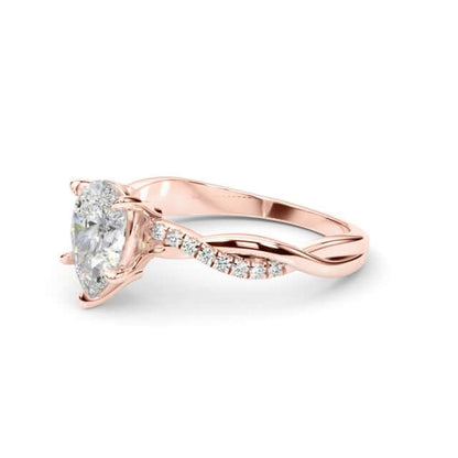 2.1CTW Lab-Grown Diamond 14K Rose Gold Pear Twisted Shank Engagement Ring