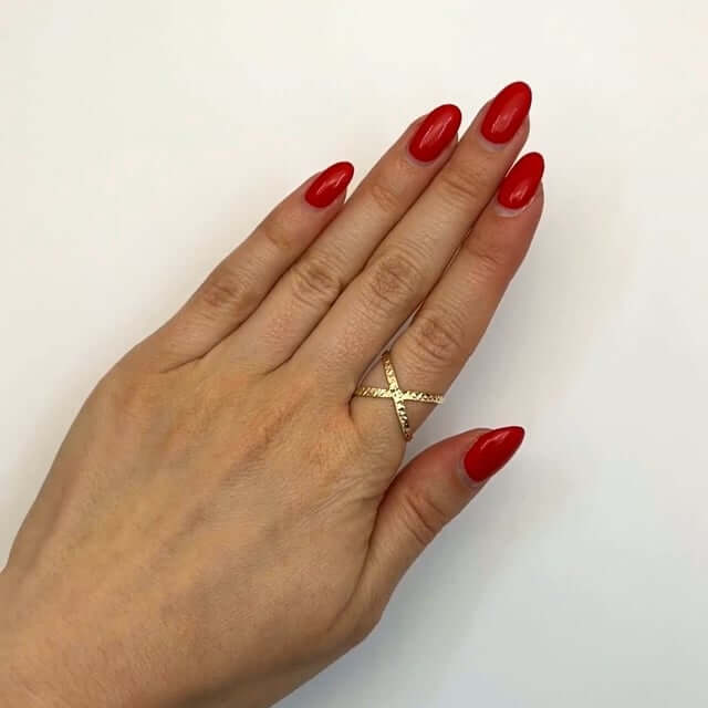 14K Gold Diamond - Cut Astronomical X Shaped Criss Cross Ring - WJD Exclusives