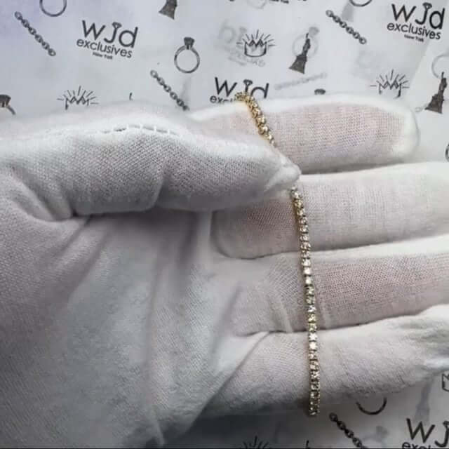 2.50CTW Lab-Grown Diamond 14K Yellow White Gold 2.5mm Tennis Bracelet 7"