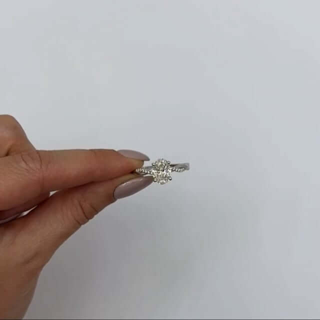 2.1CTW Lab-Grown Diamond 14K White Gold Oval Twisted Shank Engagement Ring