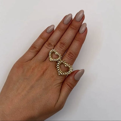 10K Gold Yellow CZ Heart Signet Ring
