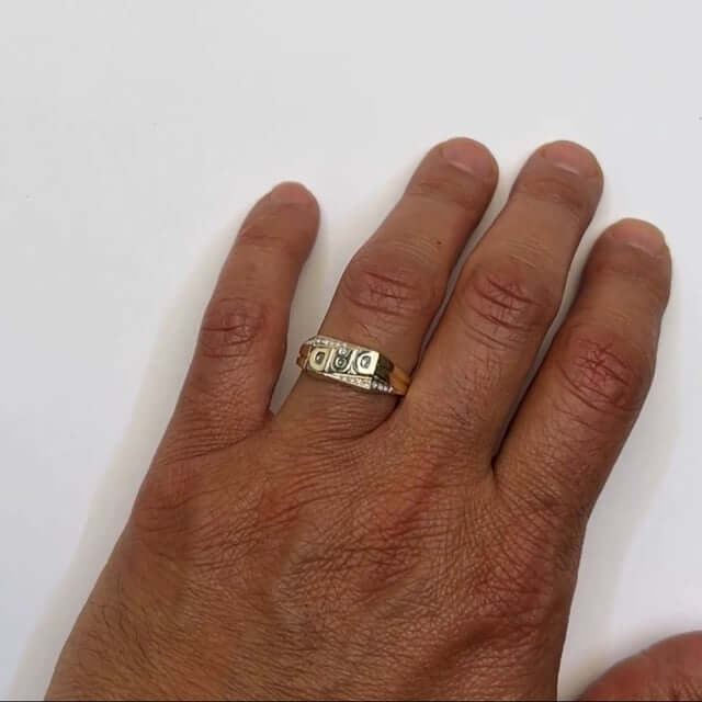 01CTW Natural Diamond 10K Yellow Gold Dynamic DAD Ring