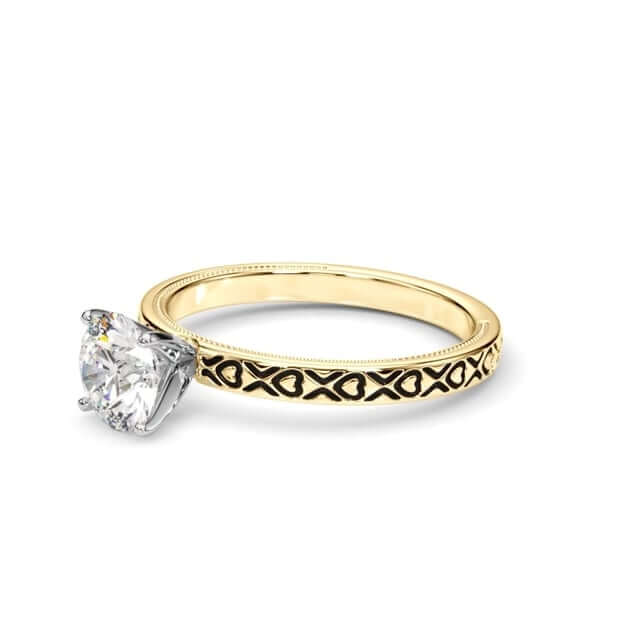 1CT Lab-Grown Diamond 18K Yellow Gold Heart X Pattern Engagement Ring