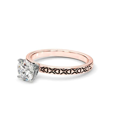 1CT Lab-Grown Diamond 18K Gold Rose Hearts X Ornaments Engagement Ring