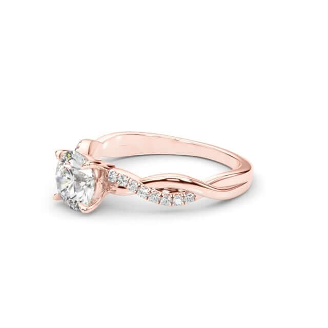 1.60CTW Lab - Grown Diamond 18K Rose Gold Twisted Shank Engagement Ring - WJD Exclusives