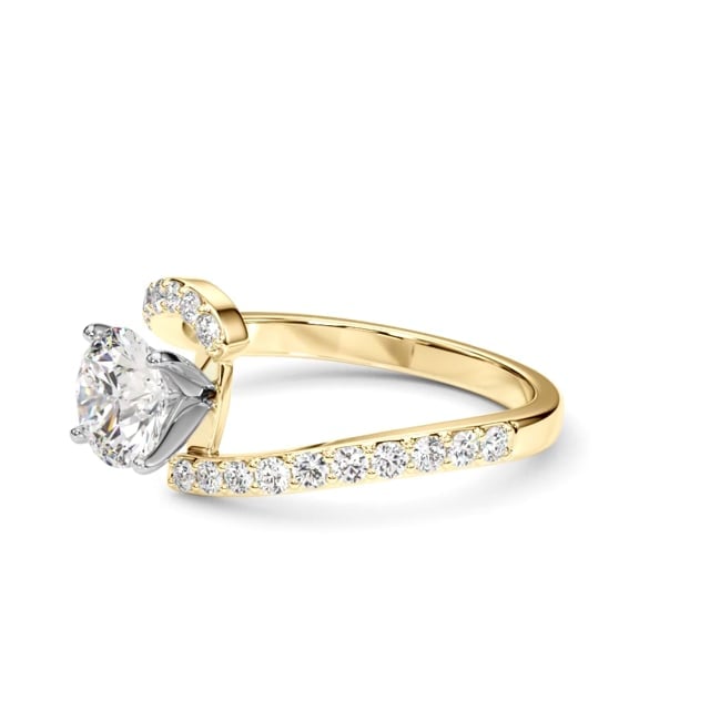 1.33CTW Lab-Grown Diamond 18K Gold Yellow Wavy Engagement Ring