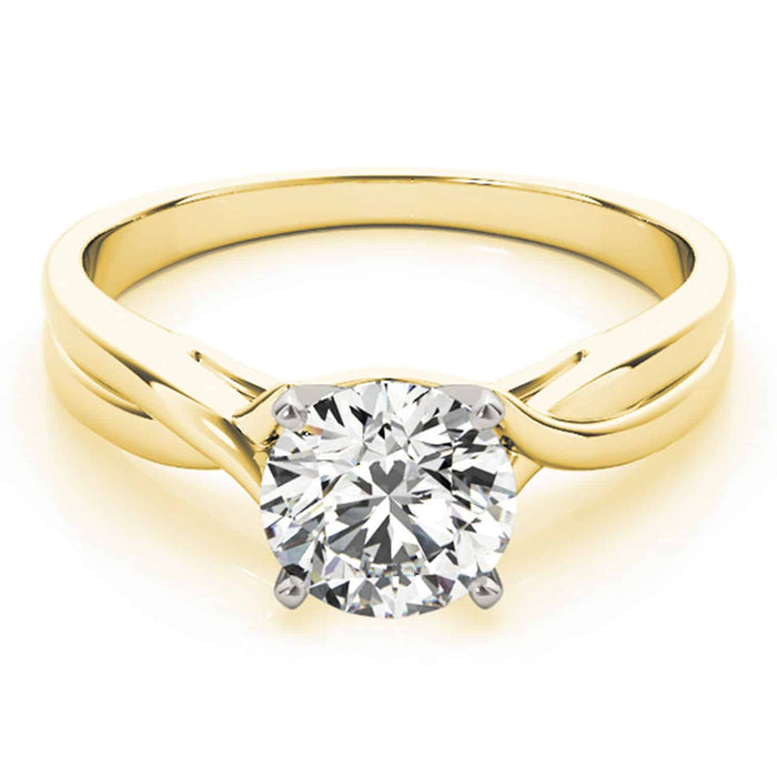 1.2CT Real Moissanite 14K Yellow Gold Twisted Shank Solitaire Engagement Ring