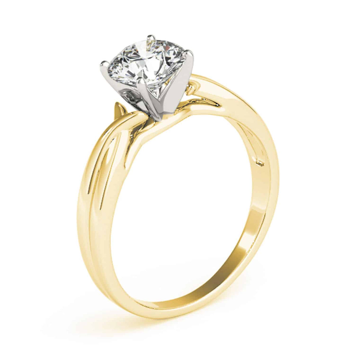 1.2CT Real Moissanite 14K Yellow Gold Twisted Shank Solitaire Engagement Ring