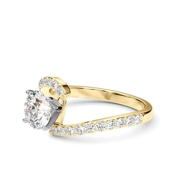 1.83CTW Lab - Grown Diamond 18K Gold Yellow Wavy Engagement Ring - WJD Exclusives