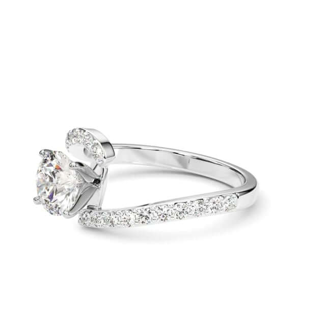 1.33CTW Lab - Grown Diamond 18K Gold White Wavy Engagement Ring - WJD Exclusives