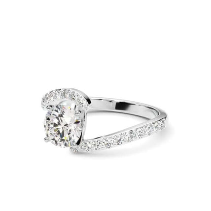 1.83CTW Lab-Grown Diamond 18K Gold White Wavy Engagement Ring