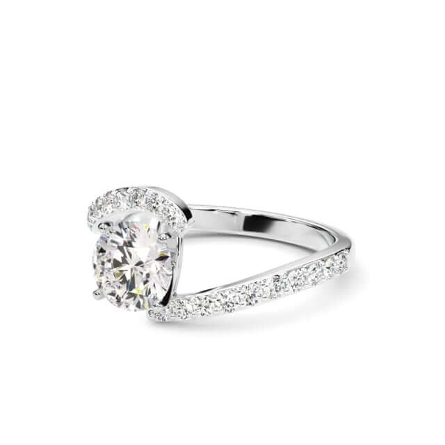 1.83CTW Lab - Grown Diamond 18K Gold White Wavy Engagement Ring - WJD Exclusives