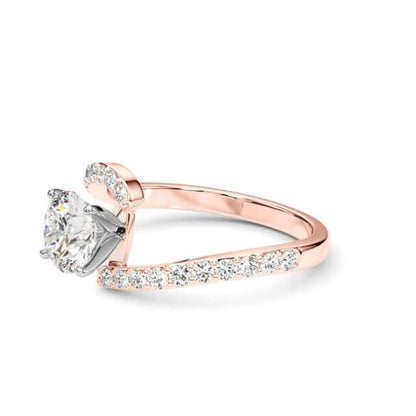 1.33CTW Lab-Grown Diamond 18K Gold Rose Wavy Engagement Ring