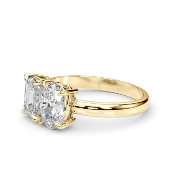 2.00CTW Lab - Grown Diamond Double Emerald Oval 18K Gold Yellow Engagement Ring - WJD Exclusives