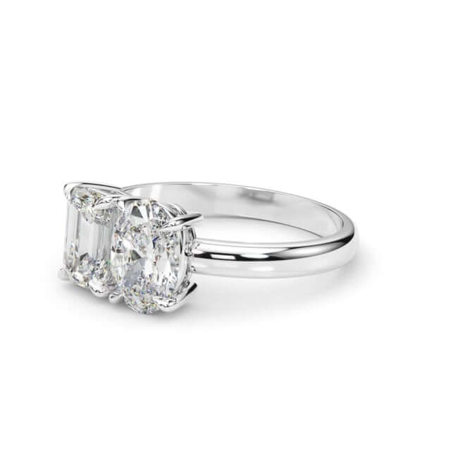 2CTW Lab - Grown Diamond 18K Gold White Emerald Oval Engagement Ring - WJD Exclusives